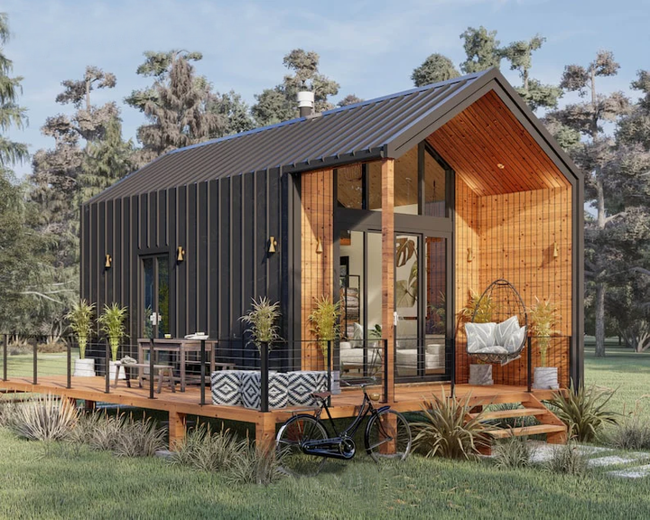 164-TRM Modern Eco-Friendly Wooden Kit Home With Bedroom, Bathroom & Kitchen (468 sq ft)