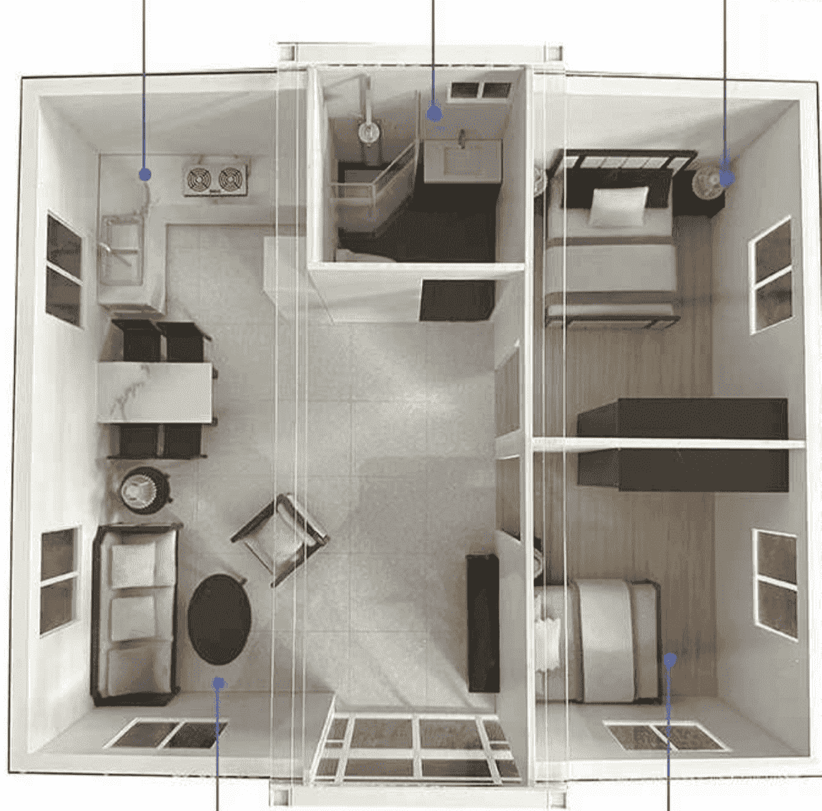 A30 Eco Prefab Home With 2 Bedrooms, Kitchen & Bathroom (400sqft) - Image 4